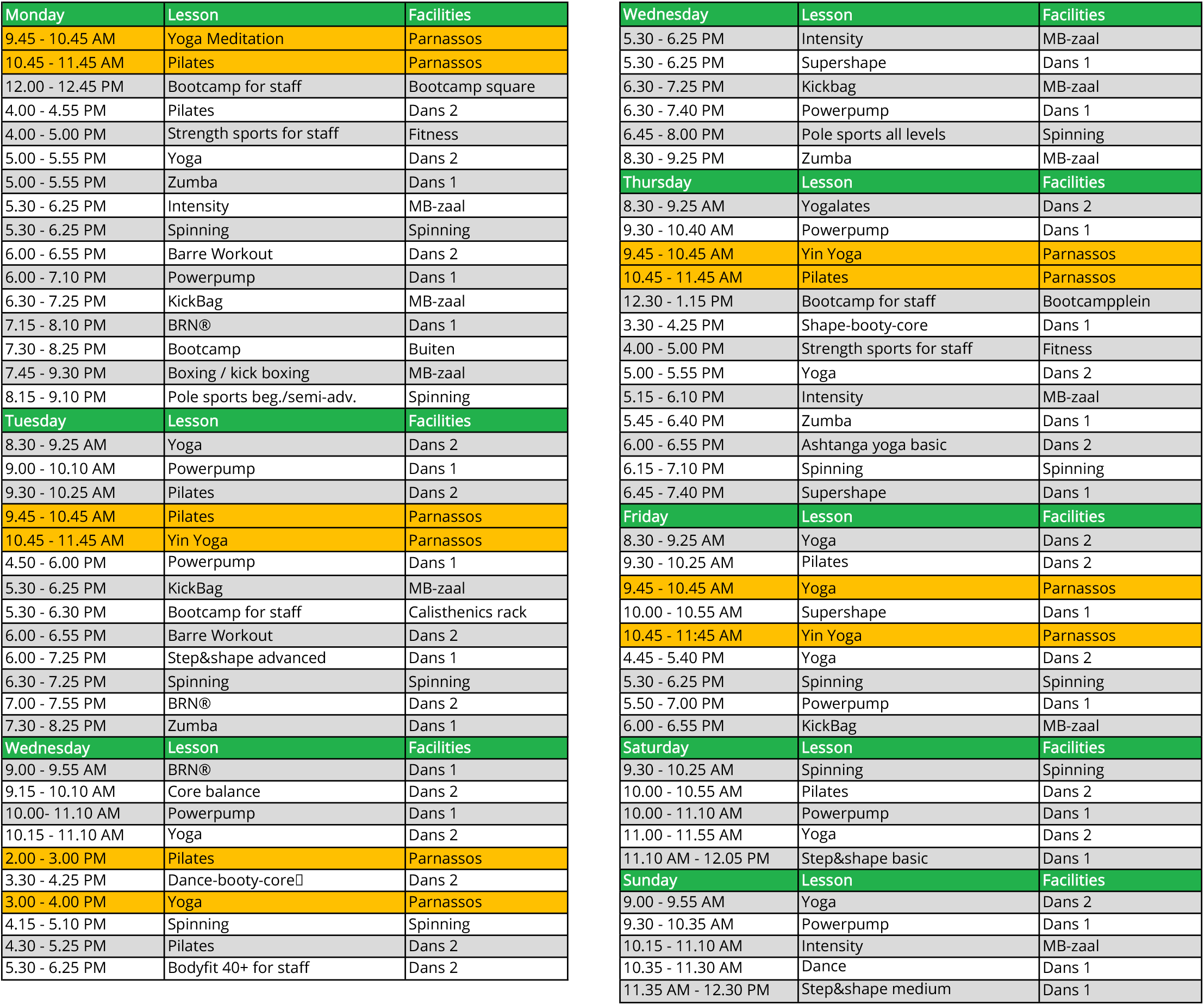 Schedule group lessons