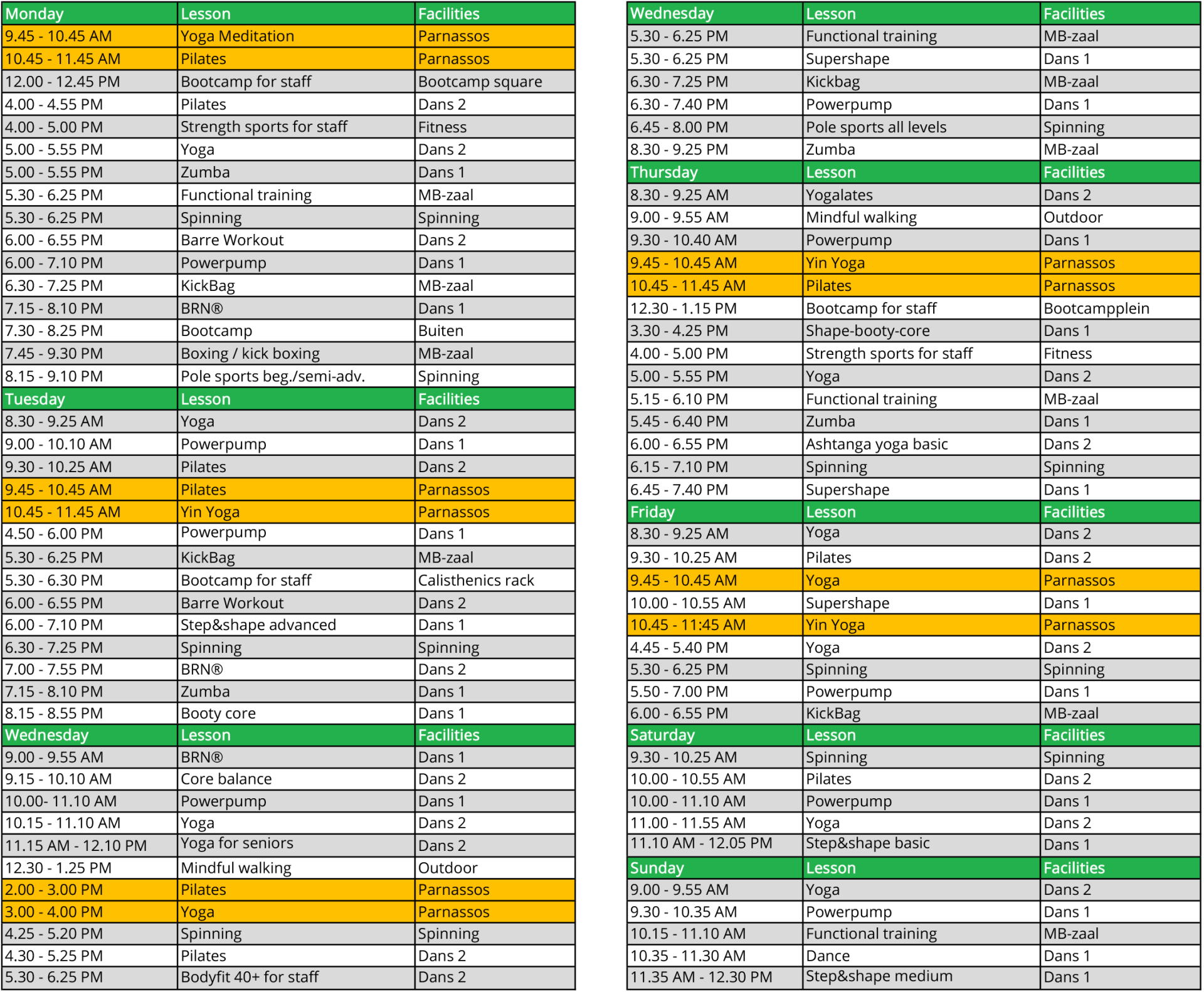 Schedule group lessons