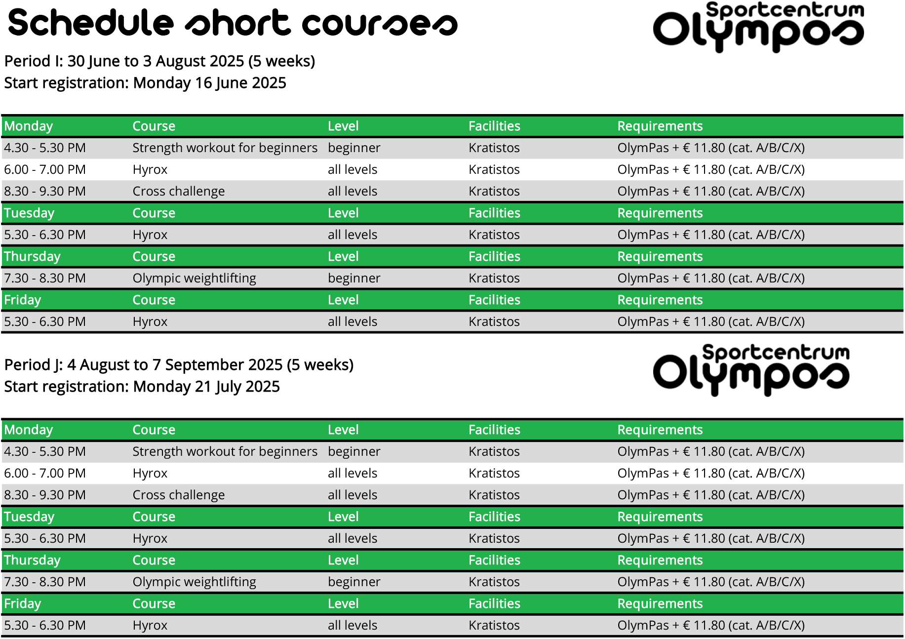 Schedule courses